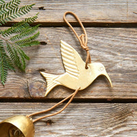 Small Humming Bird Brass Metal Hanging Wind Chime