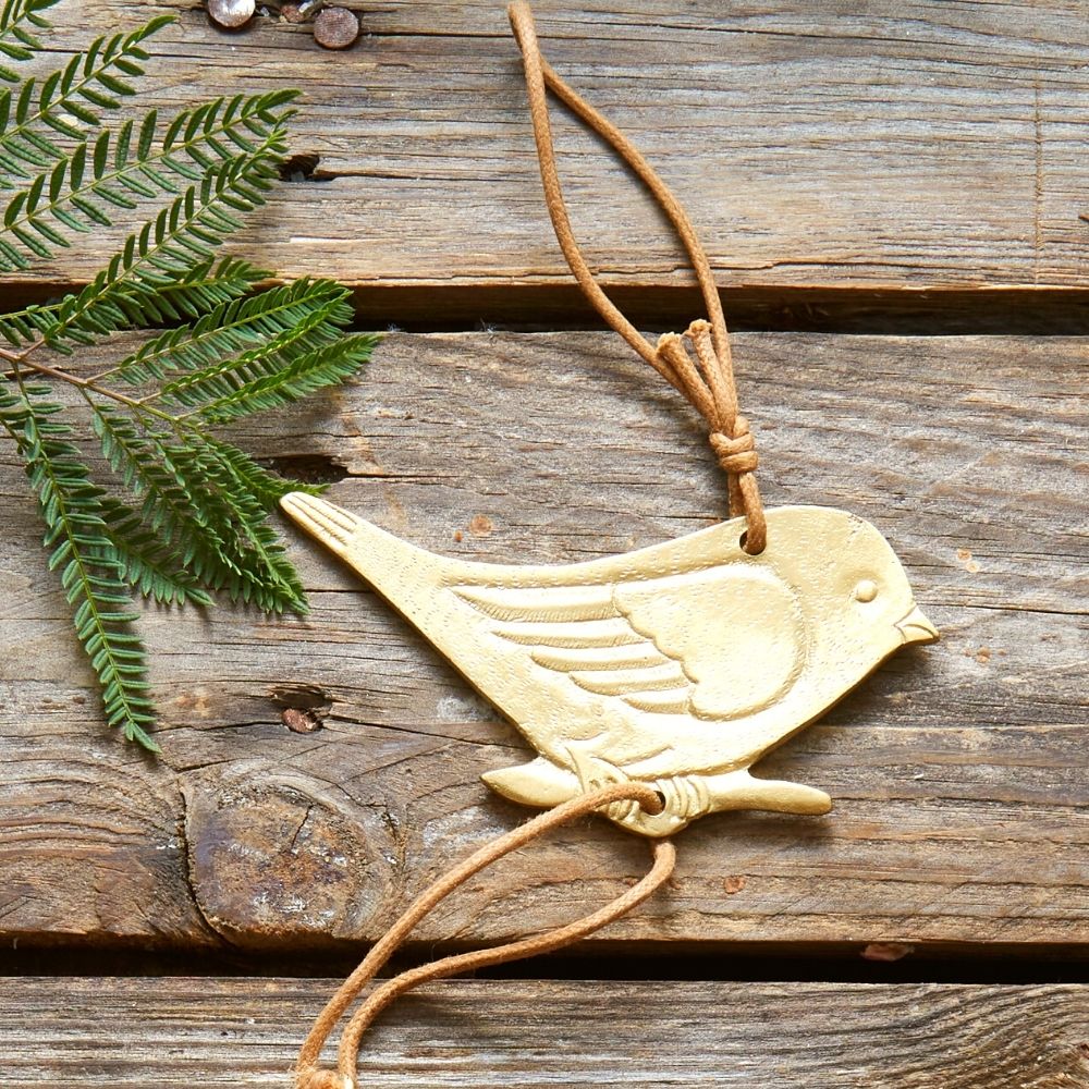 Small Wren Bird Brass Metal Hanging Wind Chime