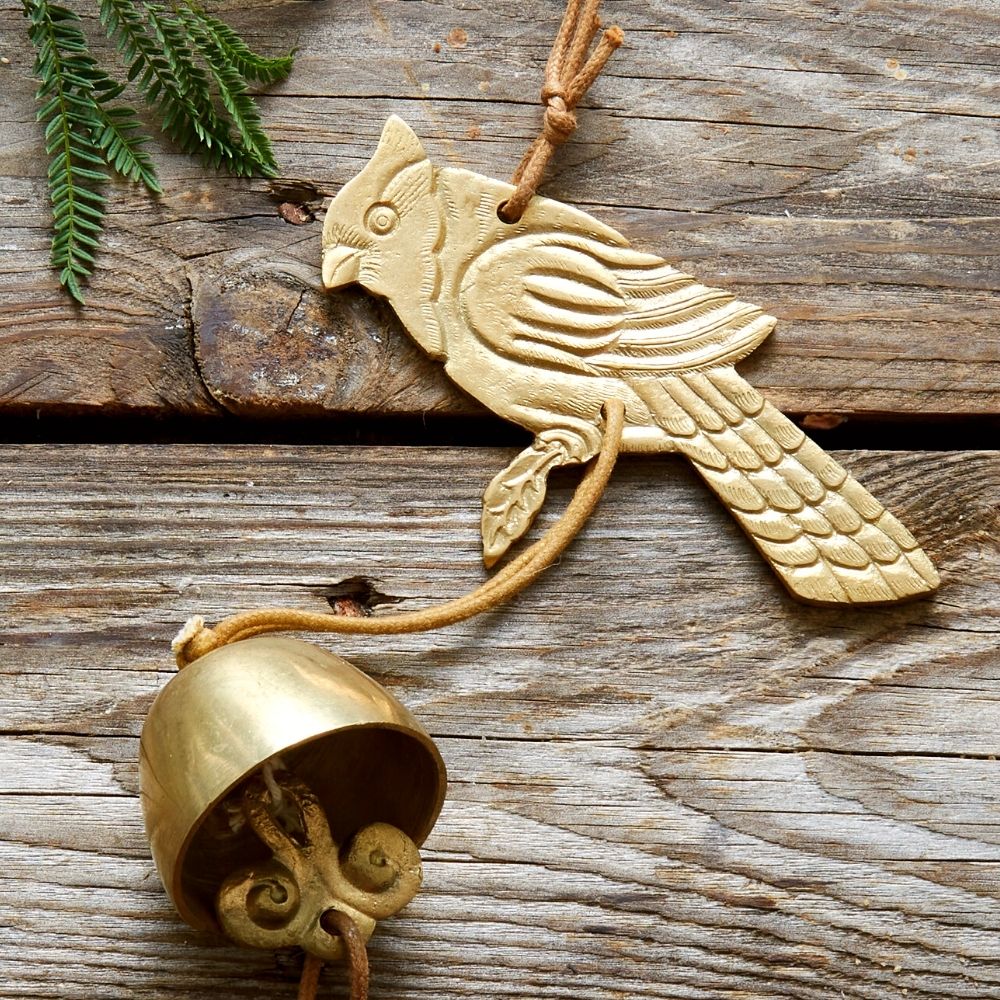 Small Birds Brass Metal Hanging Wind Chime Set