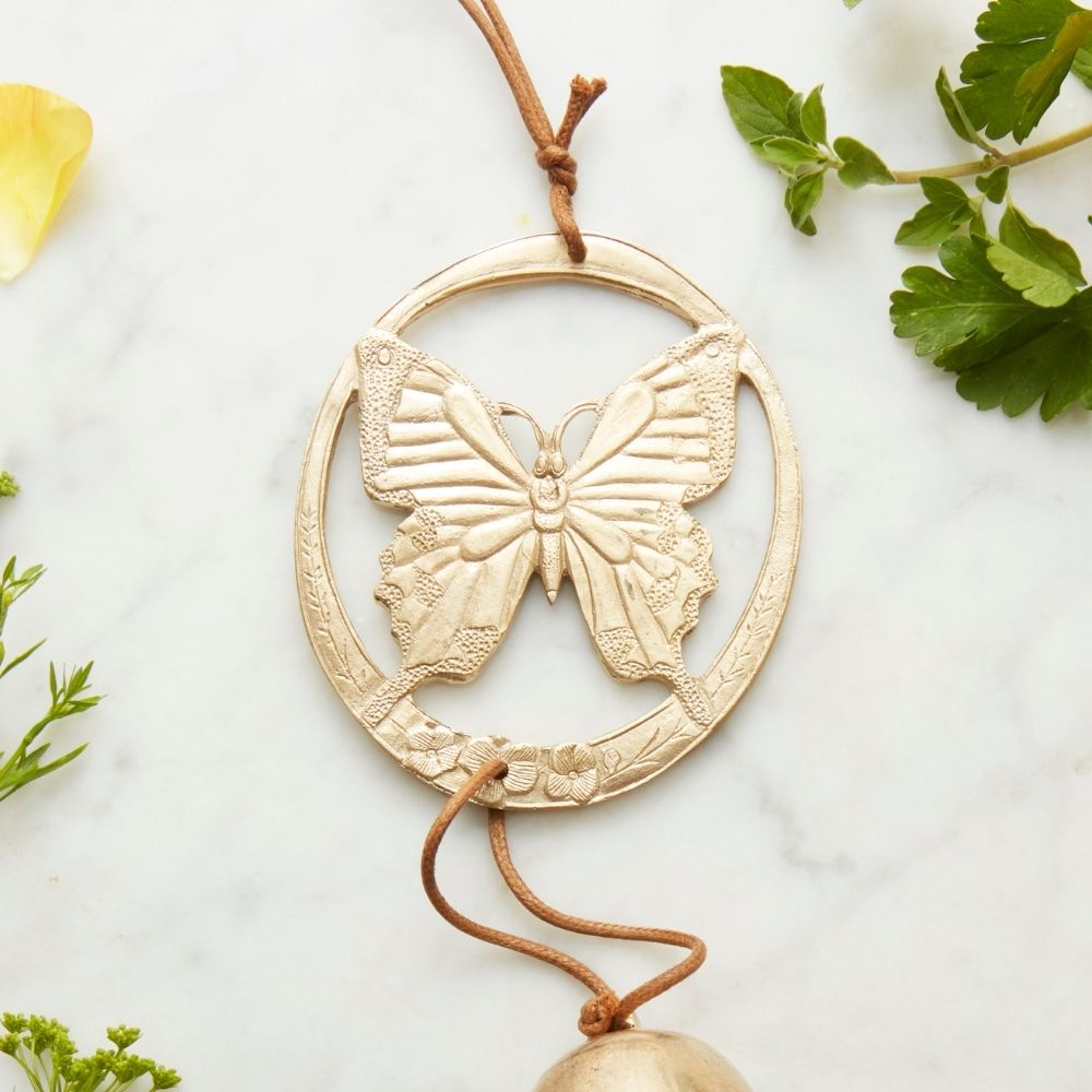 Small Butterfly Brass Metal Hanging Wind Chime