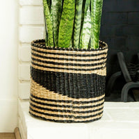 12" Small Seagrass Planter Shelf Basket