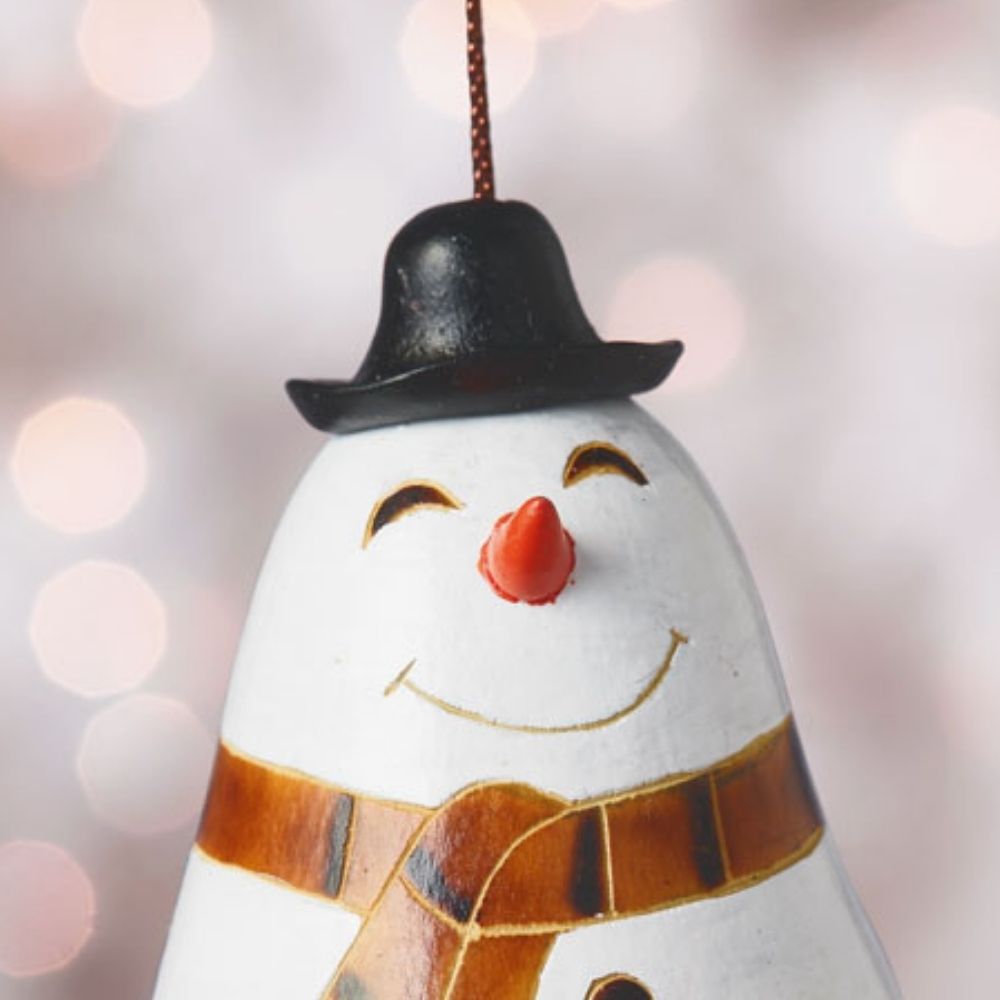 Mini Gourd Holiday Snowman Ornament