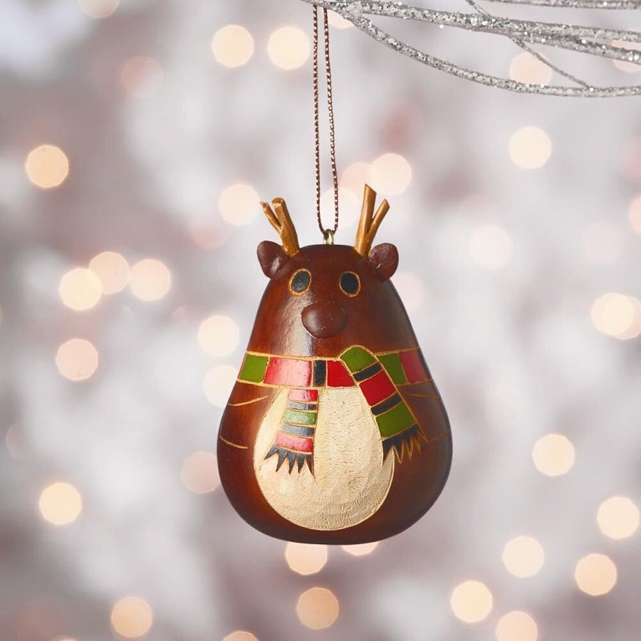 Mini Gourd Holiday Reindeer Ornament