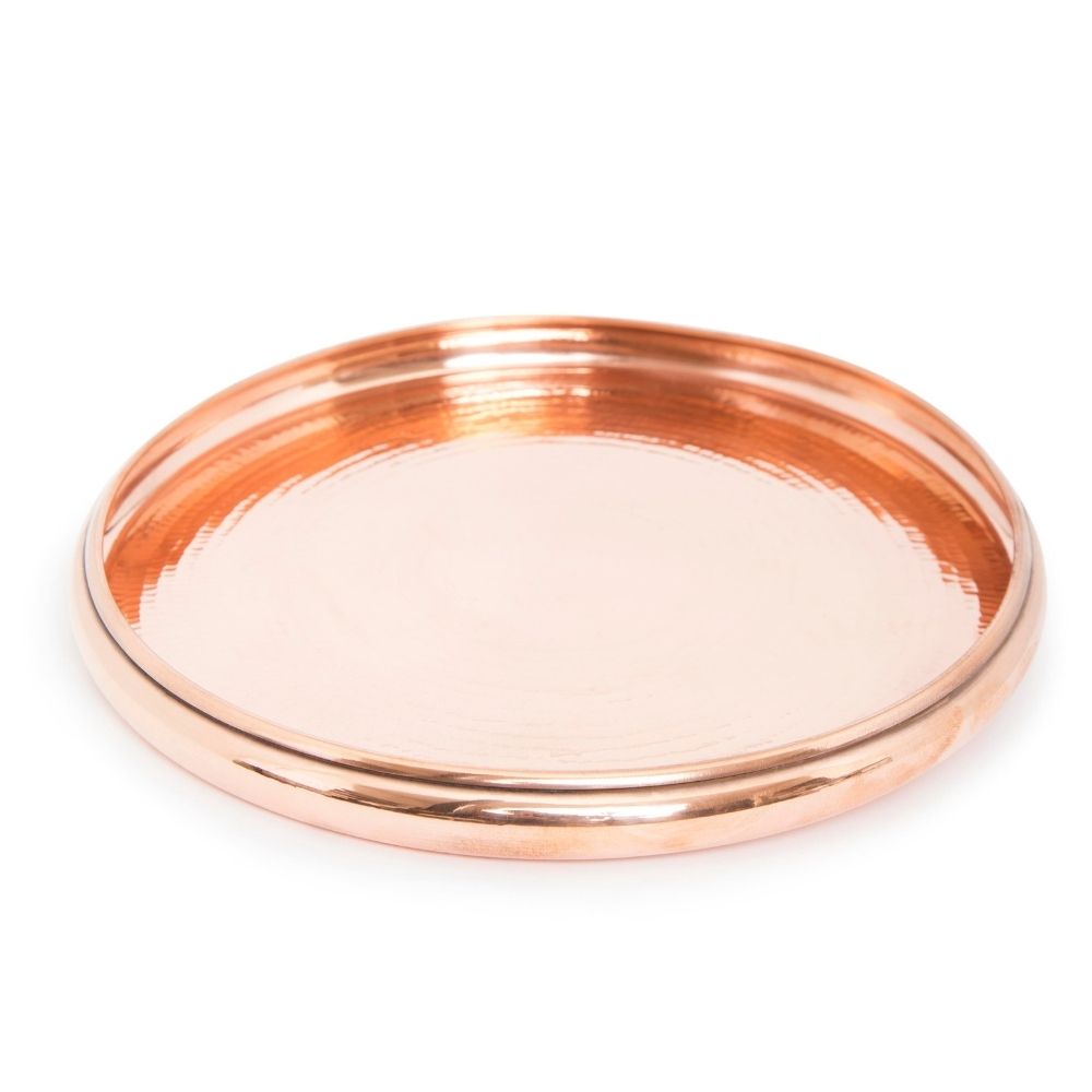 Round Hand Hammered Copper Tray