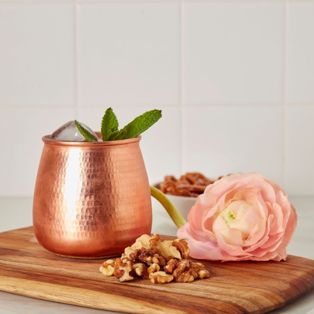 Small Hand Hammered Round Copper Tumbler Set