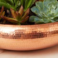 Wide Hand Hammered Copper Planter Bowl